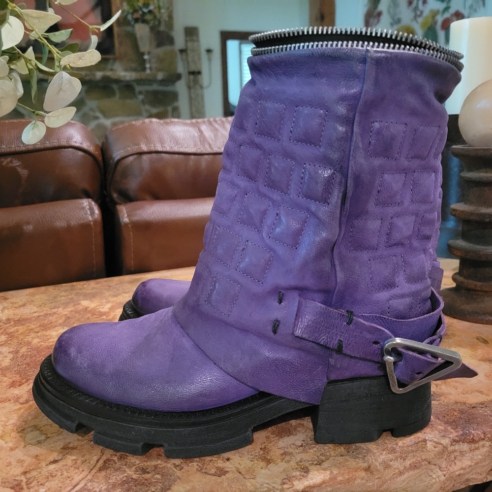 A.S.98 Lopie Toxic Purple Moto Biker Boots 37